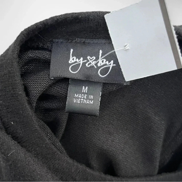 BY & BY Women's Black Long Sleeve Knit Dress With Tie Waist Medium | NWT‎ - Picture 7 of 12